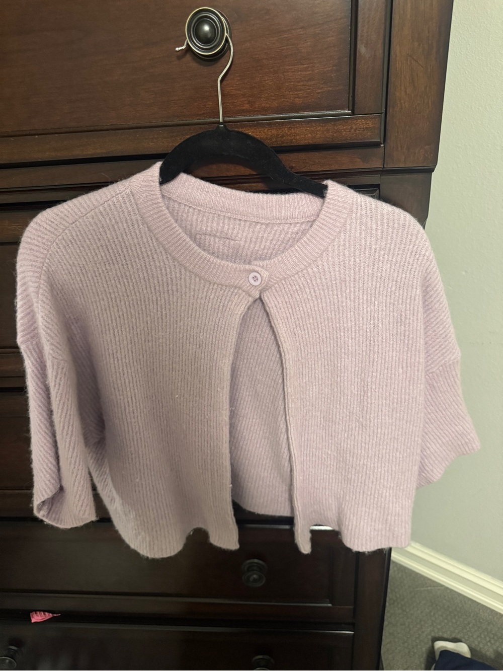 Daily Drills Lilac Cropped Rib-Knit Cardigan